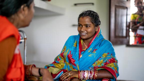 woman in India at a clinic 