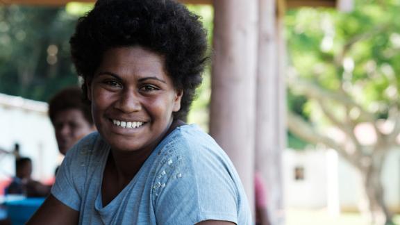 Woman smiling. 