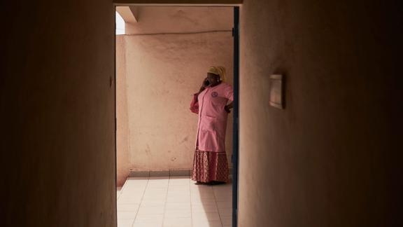 A midwife on the phone