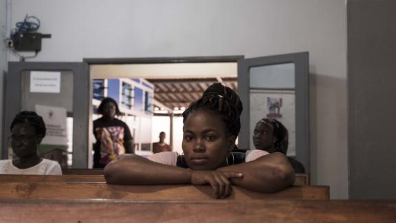 Grace M., 22, economics student, at a clinic during a follow-up appointment two months after her abortion in Cotonou, Benin