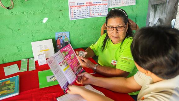 Blanca talks to a client