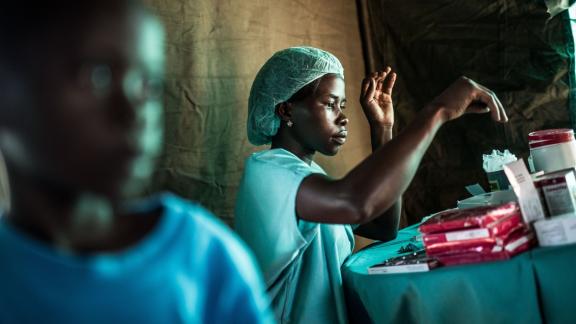 Nurse at a mobile clinic. 