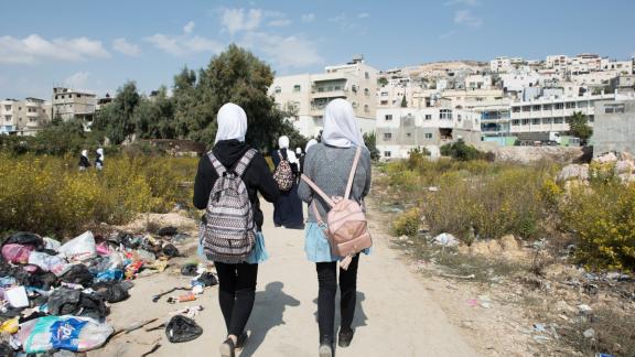 Young girls walking 